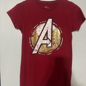Avengers Red T-Shirt with White & Gold Logo